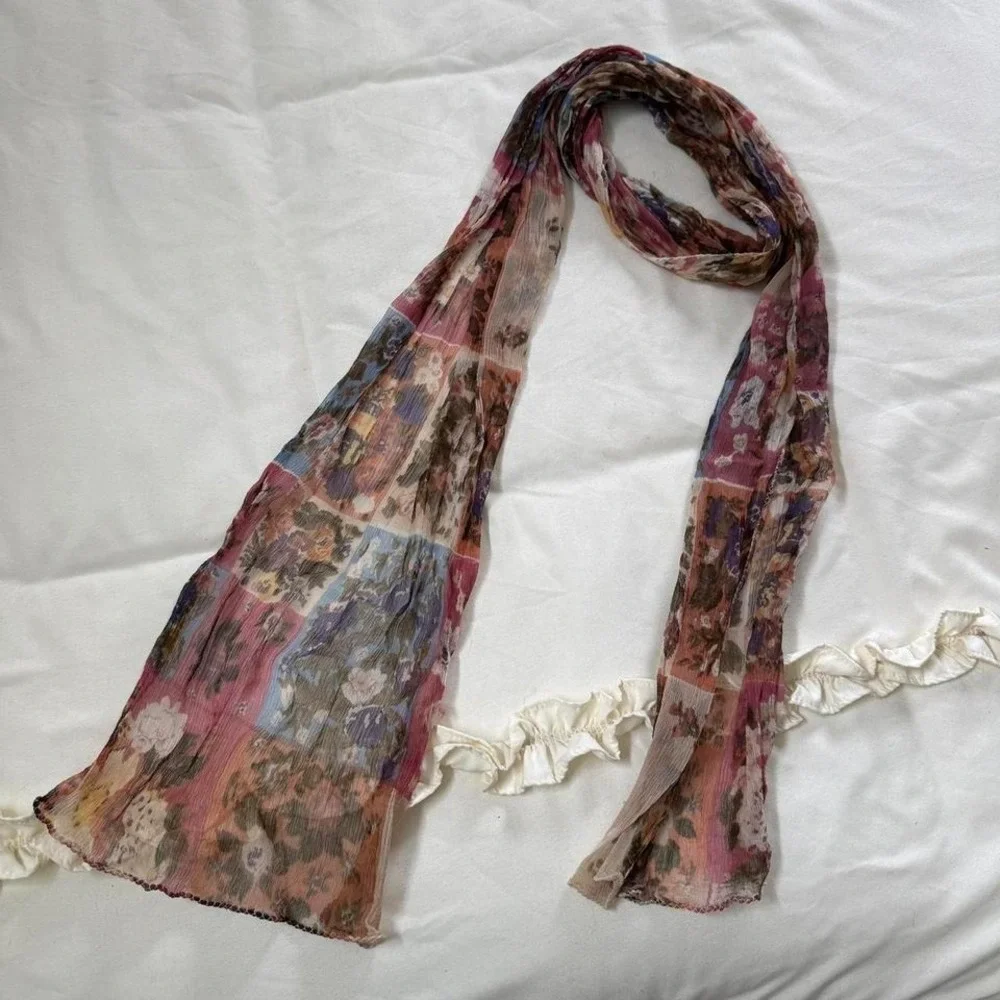 floral silk scarf 90s vintage floral silk scarf